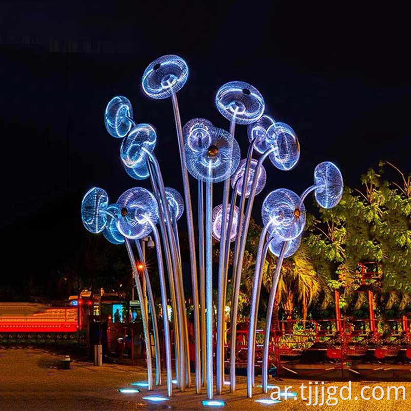 Jellyfish Sculpture Iron Landscape Design Lamp